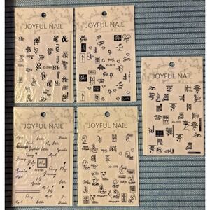 NEW Joyful Nail 5 Sheets of Black &‎ White Design Nail Art Decals